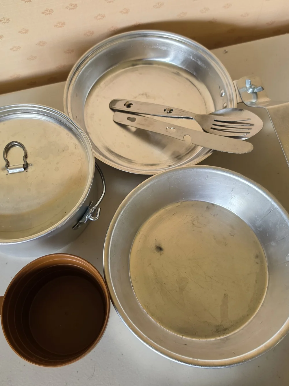 Vintage Mirro Aluminum Cookware Camping Mess Kit Set Utensils
